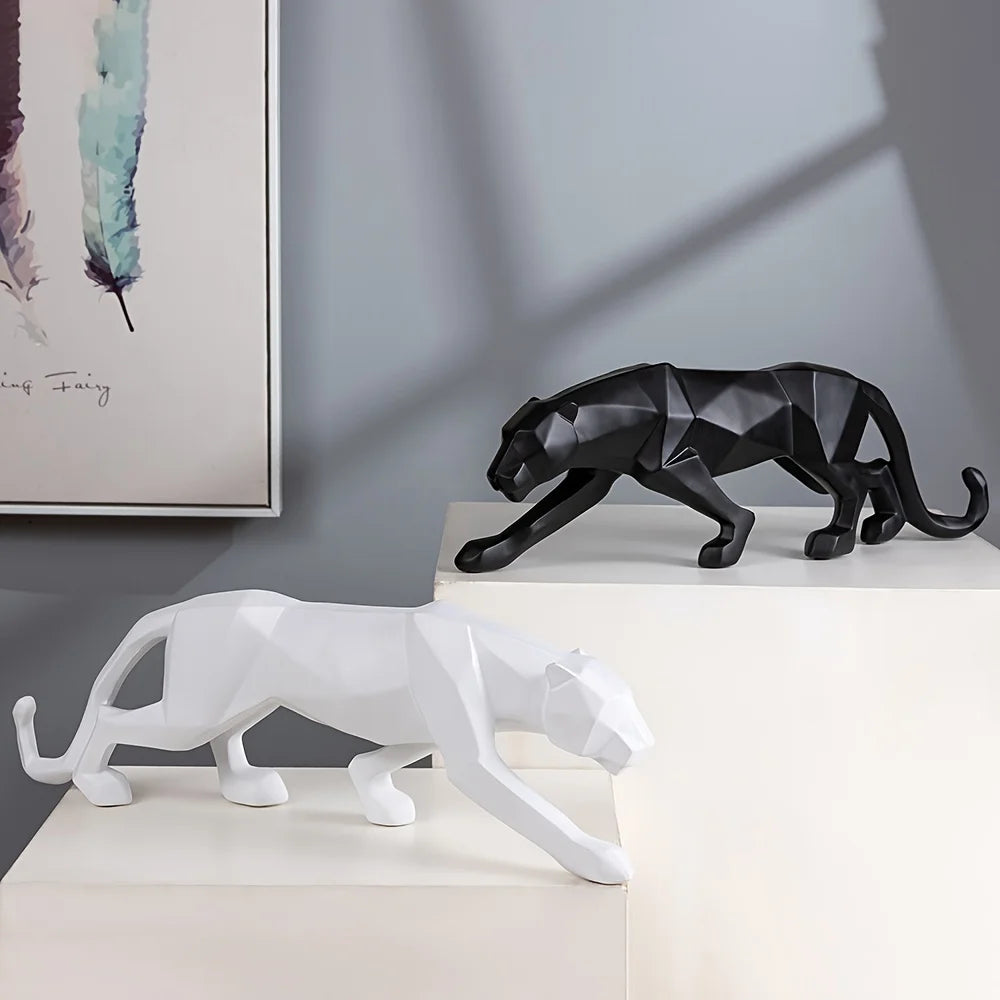 Geometric Style Resin Leopard Sculpture