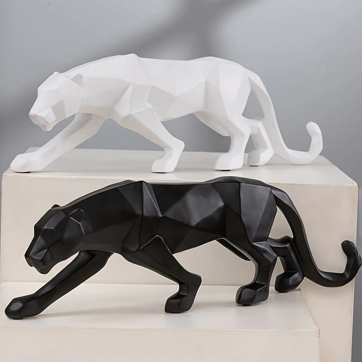 Geometric Style Resin Leopard Sculpture