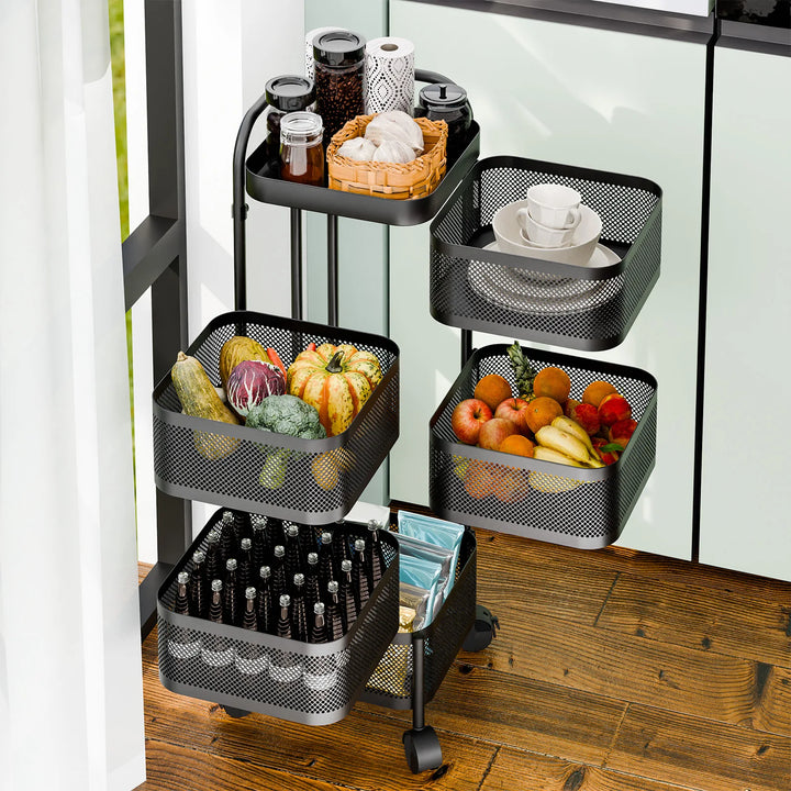 3/4/5Tiers Rotating Kitchen Trolley