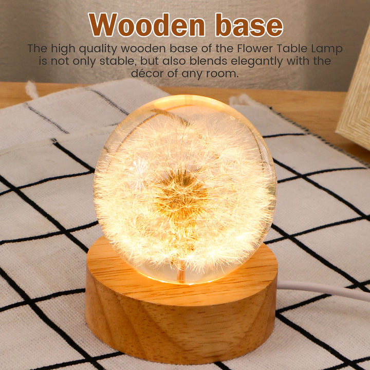 Crystal Ball with Wooden Base USB Night Lamp