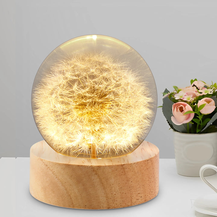 Crystal Ball with Wooden Base USB Night Lamp