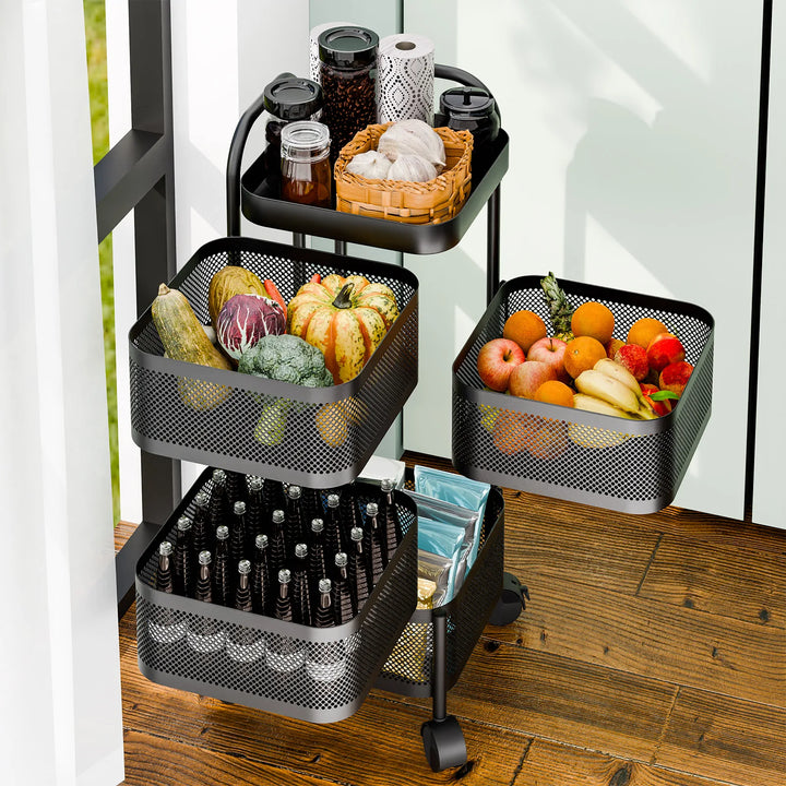 3/4/5Tiers Rotating Kitchen Trolley