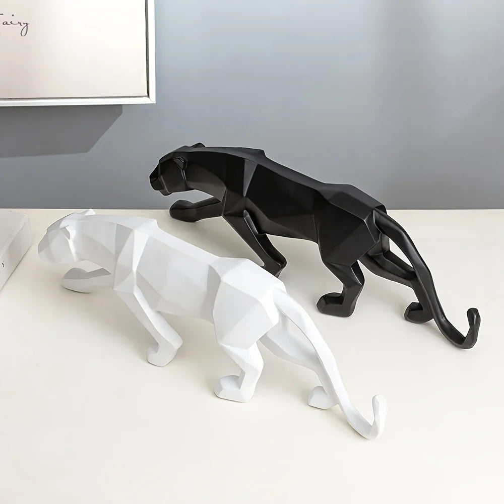 Geometric Style Resin Leopard Sculpture