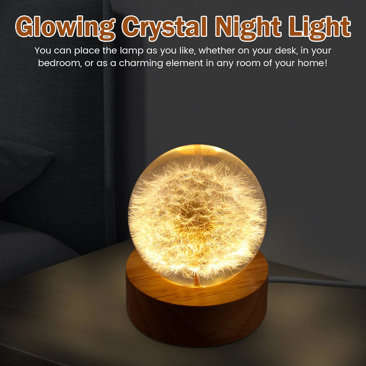 Crystal Ball with Wooden Base USB Night Lamp