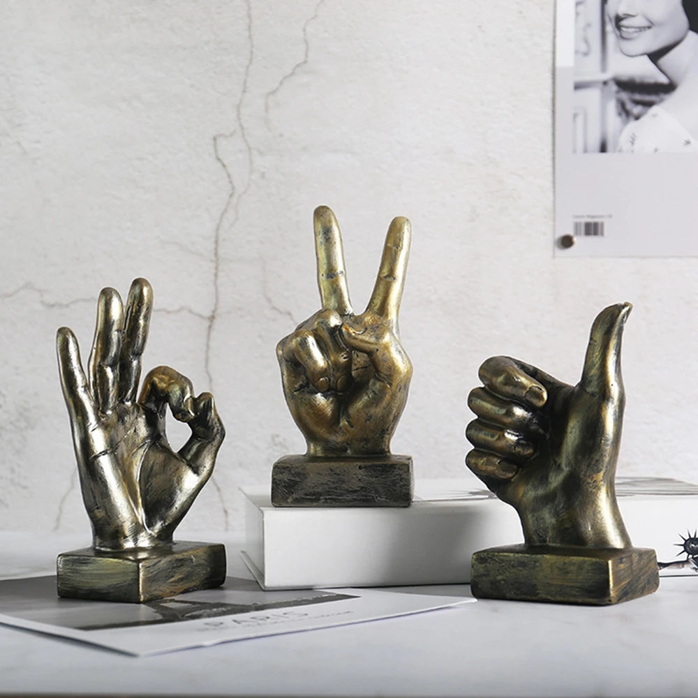 Hand Finger Gesture Desk Statue