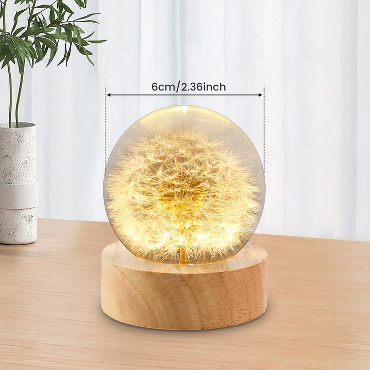 Crystal Ball with Wooden Base USB Night Lamp