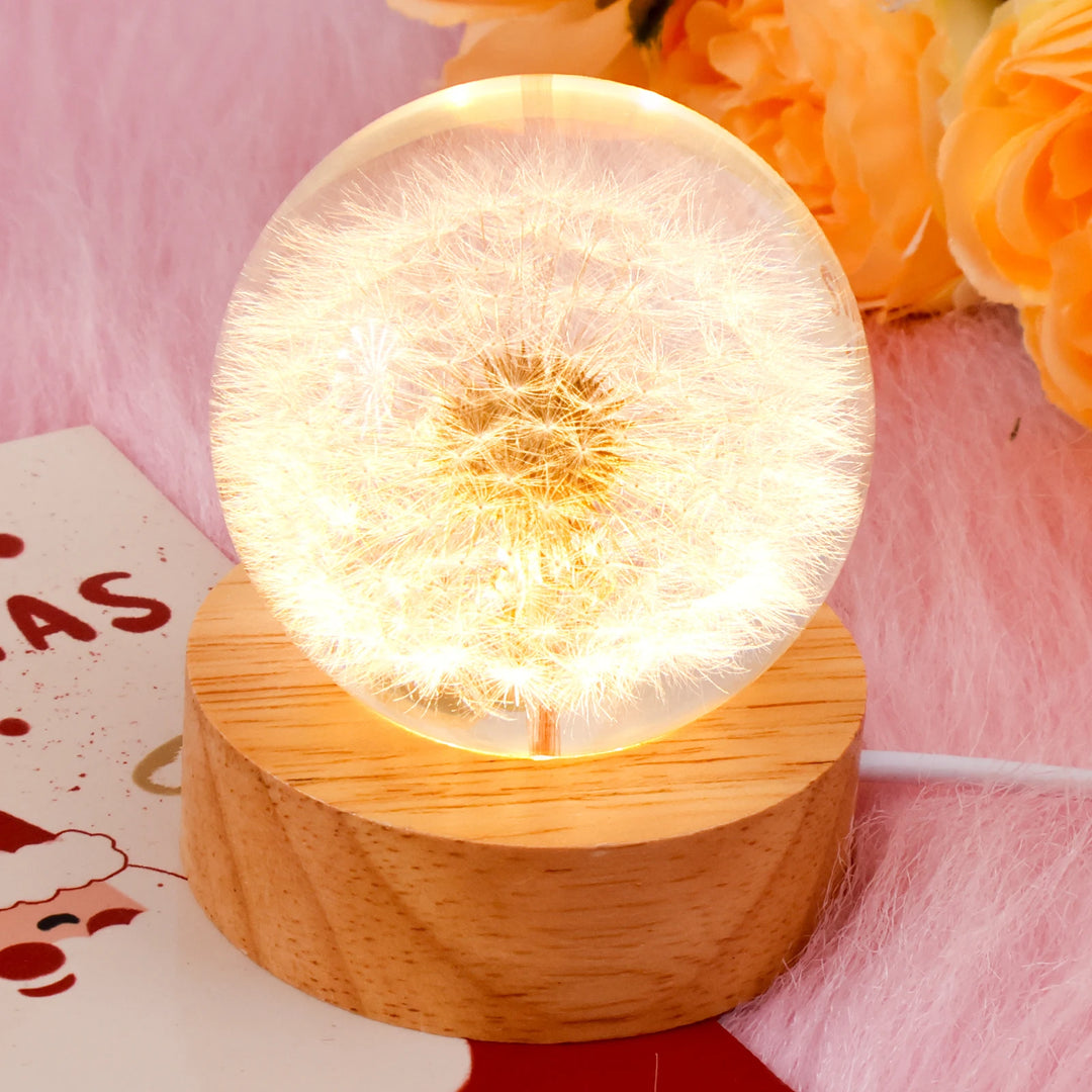 Crystal Ball with Wooden Base USB Night Lamp